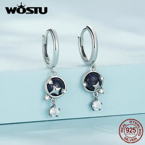 925 Silver Starlight Ear Clips Sandstone Earrings Hoop Wedding Gift