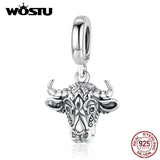 Sterling Silver Tauren Cow Animal Charm Bracelet Pendant CQC1316