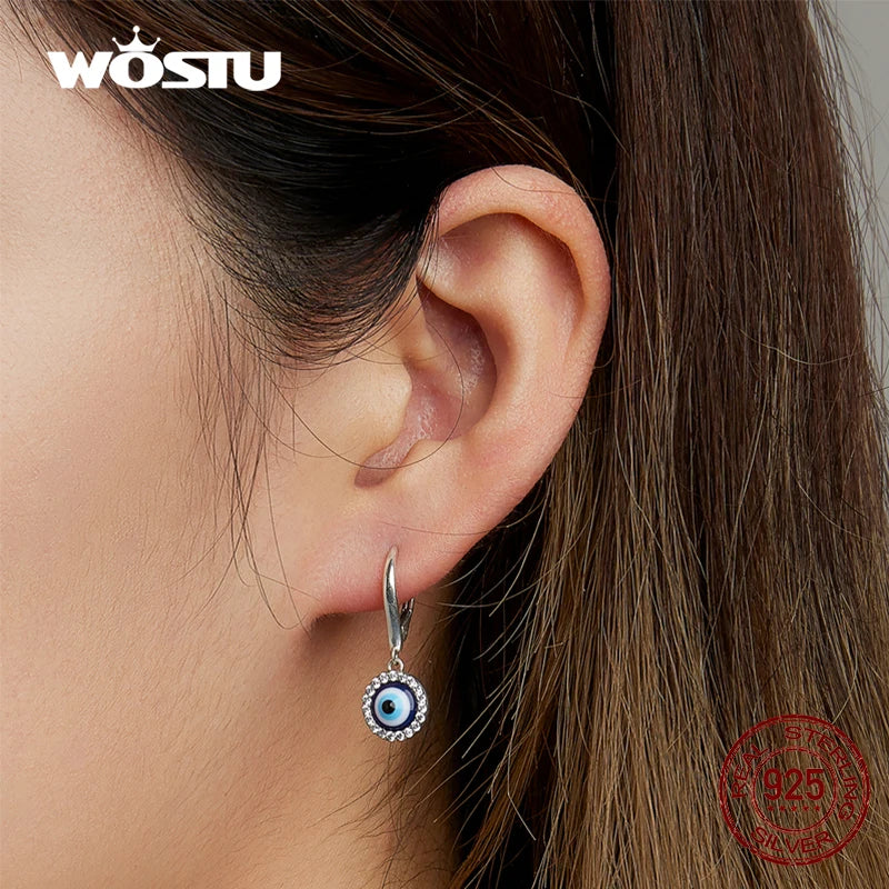 925 Silver Demon Eye Zircon Drop Earrings for Women