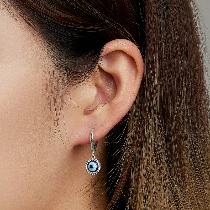 925 Silver Demon Eye Zircon Drop Earrings for Women
