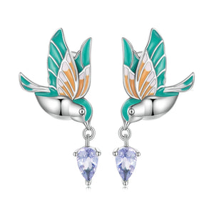 Sterling Silver Kingfisher Stud Earrings Wedding Anniversary Jewelry