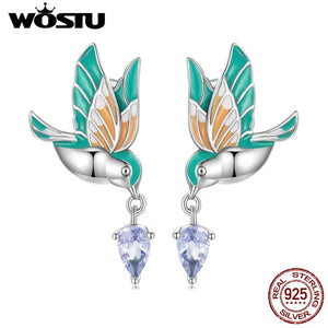 Sterling Silver Kingfisher Stud Earrings Wedding Anniversary Jewelry
