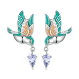 Sterling Silver Kingfisher Stud Earrings Wedding Anniversary Jewelry