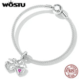 925 Silver Heart Lock & Key Pendent Charms Beaded For Women