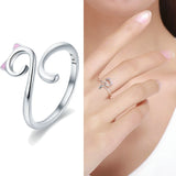 925 Sterling Silver Cat Finger Adjustable Ring for Women