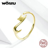 925 Sterling Silver Cat Finger Adjustable Ring for Women