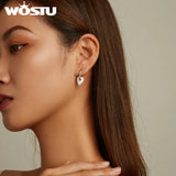 925 Silver Heart Hoop Earrings with Zircon Stones - Women's Birthday Gift