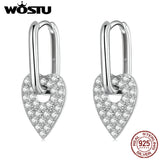 925 Silver Heart Hoop Earrings with Zircon Stones - Women's Birthday Gift