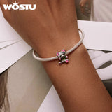 925 Silver Neon Bear Charm Bead Bracelet Bangle Jewelry