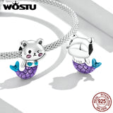 925 Silver Mermaid Tail Bear Charm for Bracelet Making