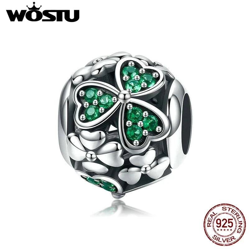 925 Sterling Silver Lucky Shamrock Beads for Charm Bracelet