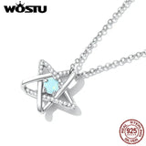 925 Silver Opal Star Pendant Necklace for Women Jewelry Wedding Gift