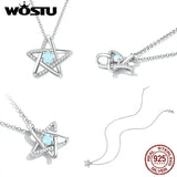 925 Silver Opal Star Pendant Necklace for Women Jewelry Wedding Gift