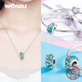 925 Sterling Silver Pink Crystal Round Charm Beaded Bracelet DIY Jewelry