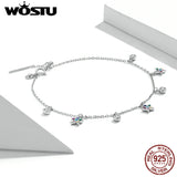 925 Silver Rainbow Zircon Star Charm Bracelet Women Hand Chain Xmas