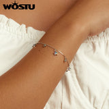 925 Silver Rainbow Zircon Star Charm Bracelet Women Hand Chain Xmas