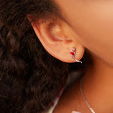 925 Sterling Silver Red Koi Stud Earrings Small Wedding Jewelry Gift