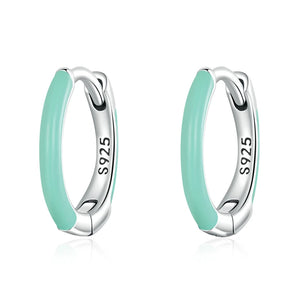 925 Sterling Silver Green Double Earrings for Women European Hoop