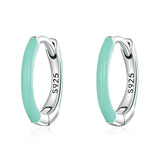 925 Sterling Silver Green Double Earrings for Women European Hoop