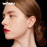 925 Silver Rainbow Heart Earrings Colorful Zircon Hoops