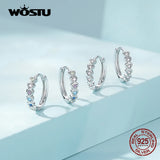 925 Silver Rainbow Heart Earrings Colorful Zircon Hoops