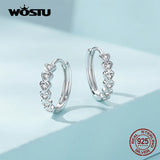 925 Silver Rainbow Heart Earrings Colorful Zircon Hoops