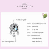 925 Sterling Silver Star Moon Charm Rainbow Moonstone Beads Bracelet DIY