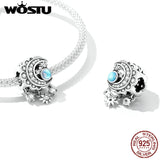 925 Sterling Silver Star Moon Charm Rainbow Moonstone Beads Bracelet DIY