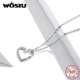 925 Sterling Silver Heart Necklace Love Forever Women Jewelry DXN347