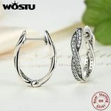 925 Silver Twist Of Fate Hoop Earrings Clear CZ Women Jewelry