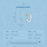 Enamel Turtle Ear Clips 925 Sterling Silver Ear Buckles with CZ Fine Jewelry