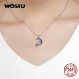 Night Fairy Necklace Zircon Moon Pendant 925 Silver