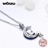 Night Fairy Necklace Zircon Moon Pendant 925 Silver