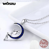 Night Fairy Necklace Zircon Moon Pendant 925 Silver