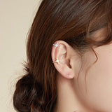 Leaf Ear Cuff 925 Sterling Silver Zircon Stone Clip Earring