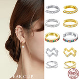 Leaf Ear Cuff 925 Sterling Silver Zircon Stone Clip Earring