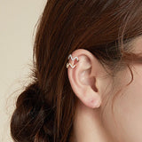 Leaf Ear Cuff 925 Sterling Silver Zircon Stone Clip Earring