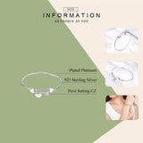 925 Silver Heart Pink Zircon Bangle Wedding Friendship Jewelry