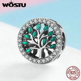 925 Silver Green Life Tree Beads Charm Bracelet Necklace Pendant
