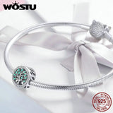 925 Silver Green Life Tree Beads Charm Bracelet Necklace Pendant