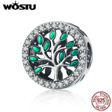 925 Silver Green Life Tree Beads Charm Bracelet Necklace Pendant