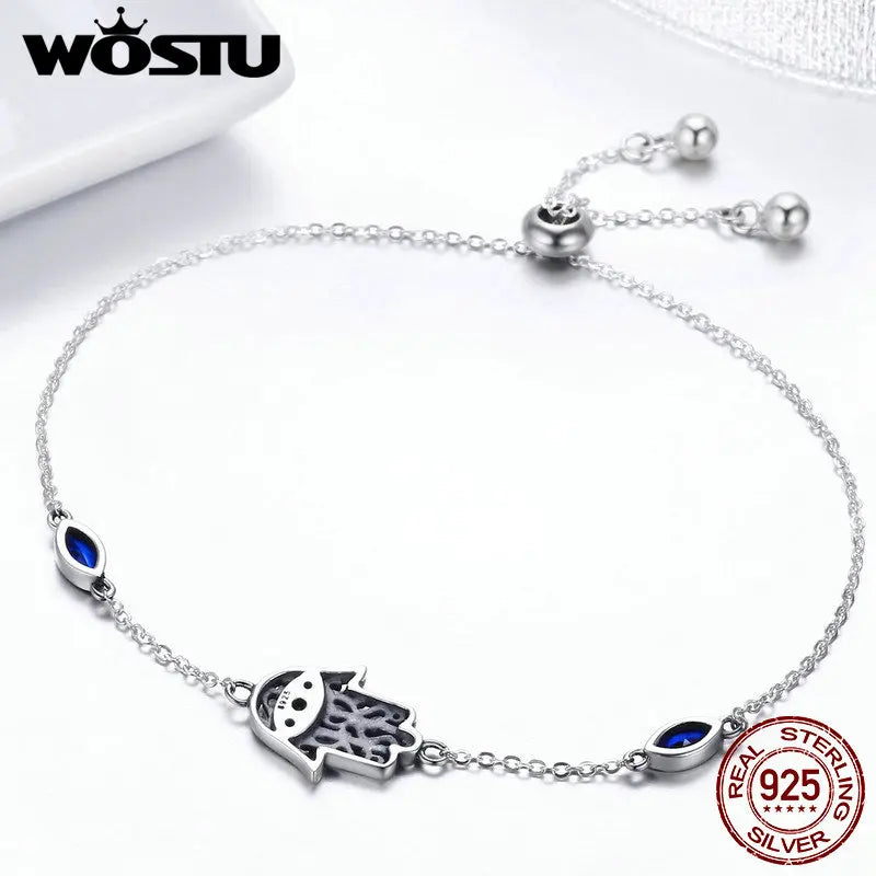 925 Silver Fatima Hands Chain Link Bracelet For Women