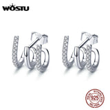 Real 925 Sterling Silver Love Rotation Stud Earrings Square Zircon Earrings