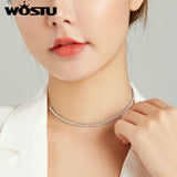 925 Sterling Silver Glittering Clavicle Chain Necklace for Women