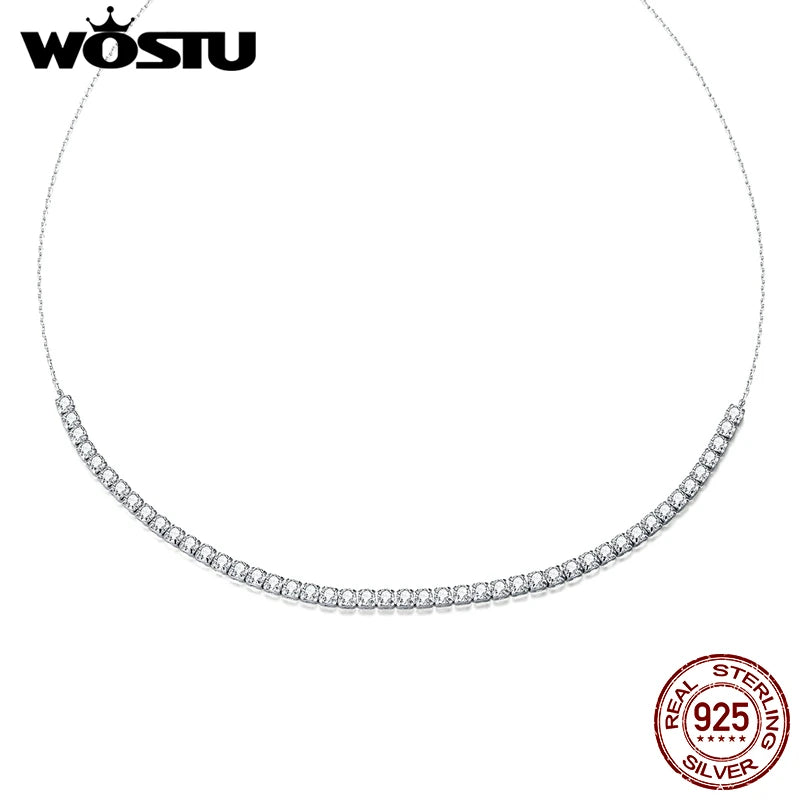 925 Sterling Silver Glittering Clavicle Chain Necklace for Women