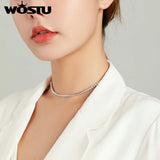 925 Sterling Silver Glittering Clavicle Chain Necklace for Women
