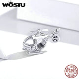 925 Silver Helicopter Charm Bead for Bracelet Necklace DXC1699