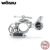 925 Silver Helicopter Charm Bead for Bracelet Necklace DXC1699