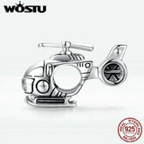 925 Silver Helicopter Charm Bead for Bracelet Necklace DXC1699