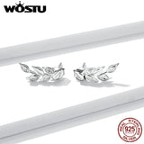 925 Silver CZ Wheat Stud Earrings Female Jewelry Gift